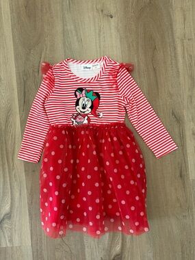 Pat Pat Disney Red & White Minnie Stripe Tulle Dress
